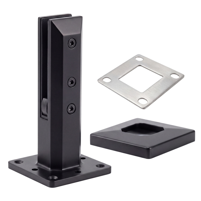 Glass spigot for stairs: Use 12-millimeter glass with adjustable bevels to support the glass at an angle